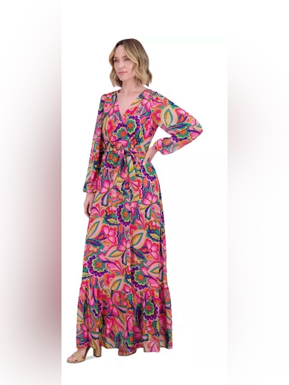 NWT Size 4 Jessica Howard Maxi Dress in Magenta Floral Print